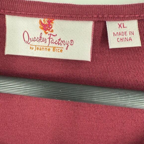 Quacker Factory Sz XL Maroon Halloween Witch Owl Wearable Art Blouse Shirt Top - Picture 2 of 8